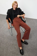 Trendyol Dark Brown Wide Leg/Wide Leg Woven Trousers