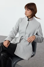 Trendyol Grey Belted Wool Short Cashmere Coat