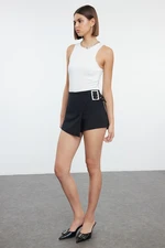 Trendyol Black Thick Belt Detailed Super Mini Woven Shorts Skirt