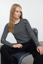 Trendyol Black Striped Fitted Stretch Knitted Blouse