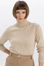 DEFACTO Relax Fit Turtleneck Cashmere Textured Extra Soft Basic Knit Sweater