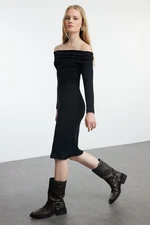 Trendyol Black Fitted Flexible Mini Knitted Dress