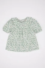 DEFACTO Baby Girl Baby Collar Crinkle Viscose Floral Short Sleeve Blouse