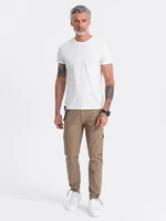 Ombre Men's pants with cargo pockets and leg hem - light brown