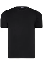 T8569 DEWBERRY BIKE COLLAR MEN'S T-SHIRT-PLAIN BLACK