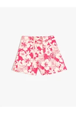 Koton Floral Linen Shorts Lacing Double Breasted Detailed Comfortable Fit