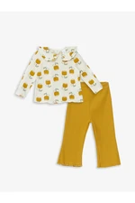 LC Waikiki Baby Collar Long Sleeve Printed Baby Girl Blouse and Pants 2-Piece Set