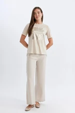 DEFACTO Wide Leg Trousers Wide Leg Basic Plain Buttoned Pocket