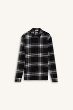 DEFACTO Men's Brown Regular Fit Regular Cut Polo Collar Plaid Lumberjack Flannel Long Sleeve Shirt