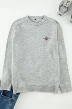 Trendyol Grey Regular Crew Neck Plain Knitwear Sweater