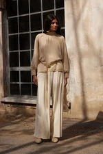 Trendyol X AI Beige Pleated Woven Trousers