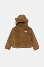 Dětská fleecová mikina The North Face CAMPSHIRE F/Z HOODIE hnědá barva, s kapucí, NF0A88VR1731