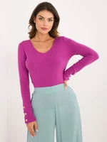 Purple Smooth Classic Sweater with Viscose