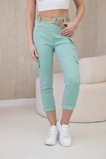 Mint trousers with belt