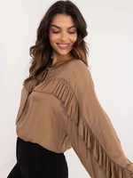 Brown blouse with knotted neckline OCH BELLA