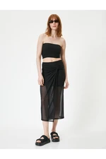 Koton Midi Tulle Skirt Normal Waist Draped