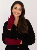 Burgundy women's gloves with buttons