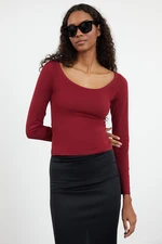 Trendyol Plum Pool Neck Fitted Knitted Blouse