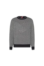 Tommy Hilfiger Sweater - PATCHWORK HERRINGBONE SWEATER black and white