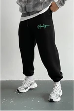 84184 Dewberry 3 Thread Mens Sweatpants-BLACK-GREEN