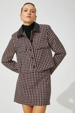 Koton Women's Black Plaid Jacket