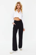 Trendyol Black Rolled Waist Detail Wide Leg Woven Trousers