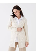 LC Waikiki Shawl Collar Self-Patterned Long Sleeve Women's Knitwear Cardigan