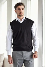 90829 Dewberry V Neck Sleeveless Knit Mens Sweater-BLACK