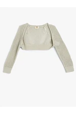 Koton Crop Knitwear Cardigan Openwork Long Sleeve