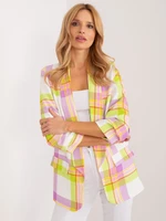 Lime and ecru women's printed blazer