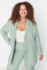 Trendyol Curve Green Oversize/Wide Cut Blazer Woven Plus Size Fabric Jacket