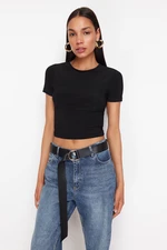 Trendyol Black Fitted Crop Stretchy Knitted Blouse