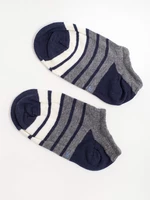 Grey and dark blue striped ankle socks