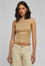 Women's turtleneck with short rib knit union beige