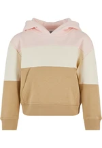 Girls' Oversized 3-Tone Hoody Pink/White Sand/Unionbeige