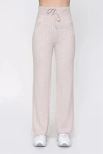 54226 Dewberry Ribbed Knitwear Trousers-BEIGE