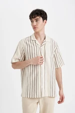 DEFACTO Relax Fit Polo Collar Striped Short Sleeve Shirt