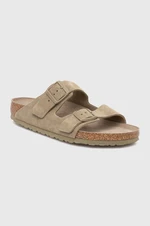 Semišové pantofle Birkenstock Arizona SFB pánské, zelená barva, 1019045