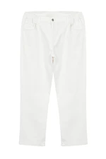 Trendyol White Regular Fit Gabardine Woven Trousers