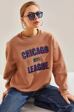 Bianco Lucci Women's Chicago Printed Three Thread Raised Sweatshirt