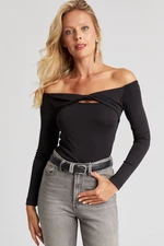 Cool & Sexy Women's Black Knotted Front Blouse