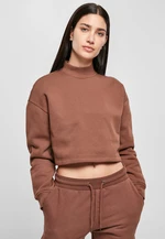 Ladies Cropped Oversized Sweat High Neck Crew Bark