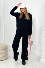 Cotton set Sweatshirt + Trousers with wide legs black