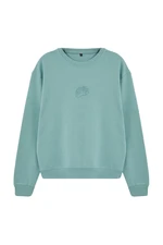 Trendyol Mint Oversize/Wide Cut Embossed Text Printed Sweatshirt