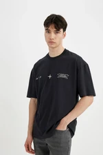 DEFACTO Oversize Fit Crew Neck Back Printed Short Sleeve T-Shirt