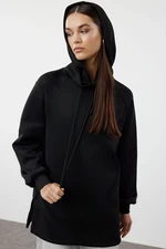 Trendyol Black Hooded Diver/Scuba Knitted Sweatshirt