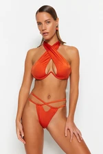 Trendyol Cinnamon Tunnel High Leg Bikini Bottom