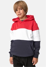 Boys' 3-Tone Hoody fire red/white/navy