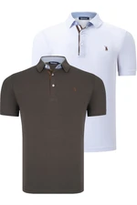 DUAL SET T8582 DEWBERRY MENS T-SHIRT-WHITE-KHAKI