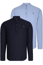 DOUBLE SET G783 DEWBERRY JUDGE COLLAR SHIRT-NAVY-BLUE